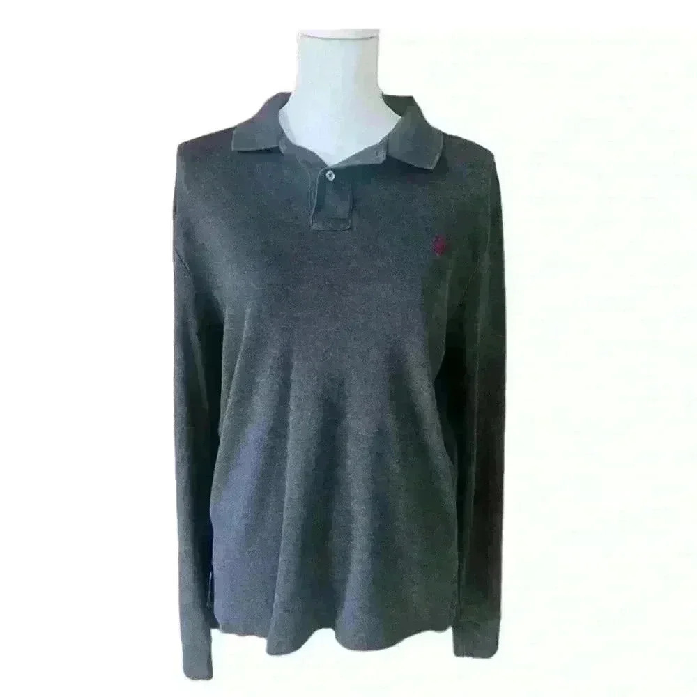 Men’s Polo Ralph Lauren long sleeve 100% cotton shirt L very good condition gray - Picture 2 of 11